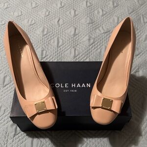 Cole Haan Women's Nude Tali Bow Pumps with Gold Bow
